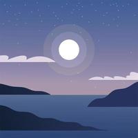 moon over sea background vector