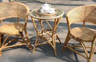 Tea set on table photo