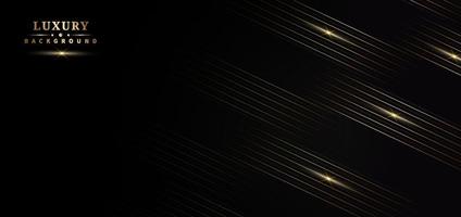 Abstract template stripes golden lines diagonal overlap on black background. Luxury style. vector