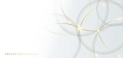 Abstract gold circles lines overlapping on white background. vector