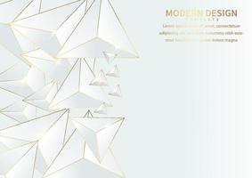 Abstract luxury triangle of geometric gold overlapping on white background with copy space for text. vector