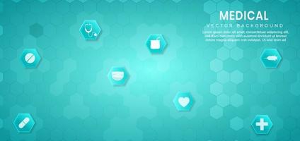 Abstract blue hexagon pattern background.Medical and science concept and health care icon pattern. vector