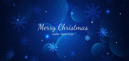 Banner merry chistmas snowflakes blue background design. vector