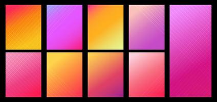 Set of color gradient vibrant background. Modern style. vector