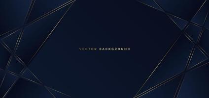 Abstract template dark blue geometric background with golden line. Luxury style. vector