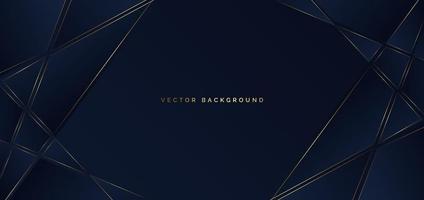 Abstract template dark blue geometric background with golden line. Luxury style. vector