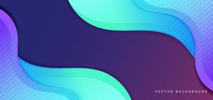 Abstract liquid shapes gradient blue purple yellow color geometric fluid on dark background with copy space for text. vector