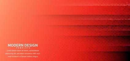 Abstract horizontal geometric red gradient background with halftone decoration. vector