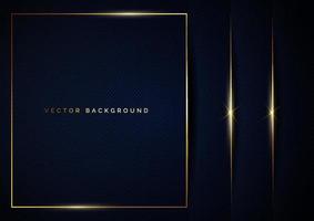 Abstract luxury dark blue paper layers overlap background and golden lines with space for text.