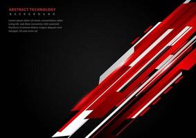 Abstract technology geometric red and black color with red light on black background. vector