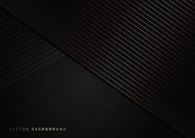 Abstract stripes golden lines diagonal overlap on black background. Luxury style. vector