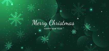 Banner merry chistmas snowflakes green background design. vector