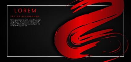 Template strokes red brush curve shape on black background with space for text. vector