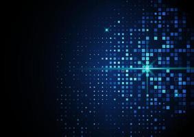 Abstract technology futuristic digital concept square pattern with lighting glowing particles dots elements on dark blue background. vector