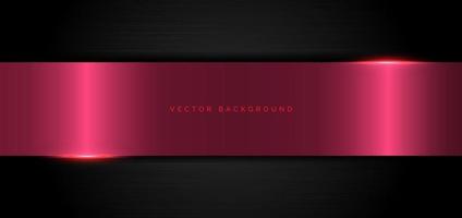 banner abstracto elegante plantilla geométrica rosa metálico sobre fondo de metal negro y textura. vector