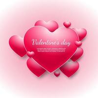 Valentine's day background. Hearts pink overlapping on pink background with space for text. vector
