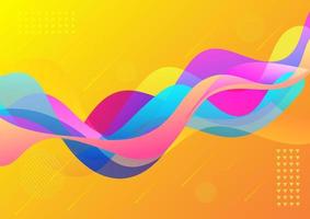Abstract dynamic colorful vibrant wave on yellow background. vector