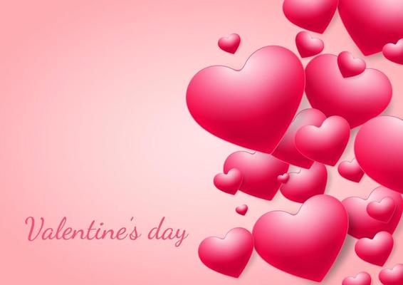 Valentine's day background. Hearts pink overlapping on pink background with space for text.