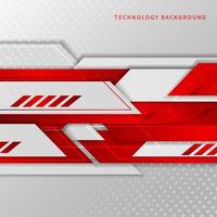 Abstract tech corporate red and white geometric shape background. vector