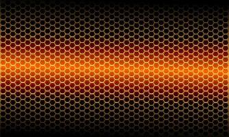 Abstract orange light metallic hexagon mesh pattern on black design modern futuristic background vector illustration.