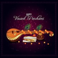 feliz celebración vasant panchami antecedentes vector