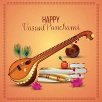 Happy vasant panchami greeting card vector