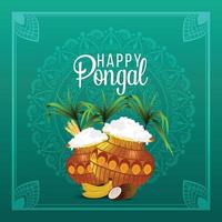 Happy pongal greeting card background vector