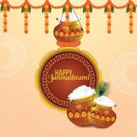 Happy janamashtami celebration background vector