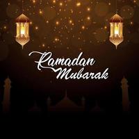 Ramadan kareem or eid mubarak greeting card vector