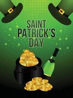 Saint patrick's day design with clover leaf and coin vector