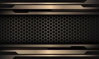 Abstract gold black line cyber on hexagon mesh pattern design modern luxury futuristic background vector illustration.