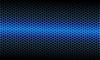 Abstract blue light metallic hexagon mesh pattern on black design modern futuristic background vector illustration.