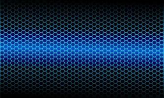 Abstract blue light metallic hexagon mesh pattern on black design modern futuristic background vector illustration.