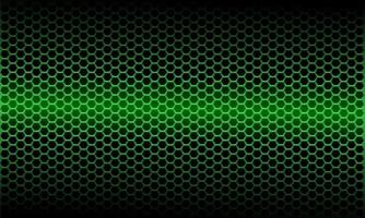 Abstract green light metallic hexagon mesh pattern on black design modern futuristic background vector illustration.