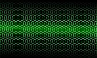 Abstract green light metallic hexagon mesh pattern on black design modern futuristic background vector illustration.