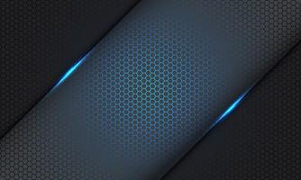 Abstract blue hexagon mesh pattern light slash on grey design modern futuristic technology background vector illustration.