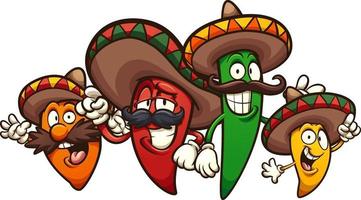 Cartoon Mexican chili peppers vector