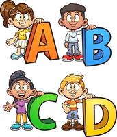 niños de dibujos animados abc vector