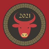 red black tan 2021 year of the ox chinese new year circle graphic vector