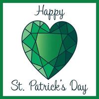 Happy Saint Patricks Day emerald heart graphic vector