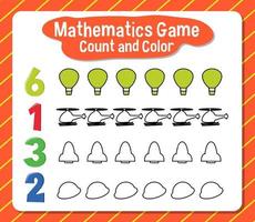 Mathematics game count and color worksheet for student vector