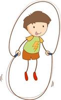 Cute boy cartoon character in hand drawn doodle style isolate vector