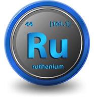 Ruthenium chemical element. Chemical symbol with atomic number and atomic mass. vector