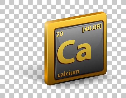 Calcium chemical element. Chemical symbol with atomic number and atomic mass.