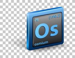 Osmium chemical element. Chemical symbol with atomic number and atomic mass. vector