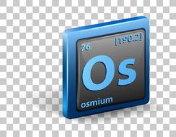 Osmium chemical element. Chemical symbol with atomic number and atomic mass. vector