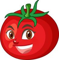 Tomato cartoon character with happy face expression on white background vector