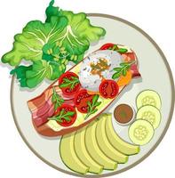 Top view of breakfast dish isolated vector