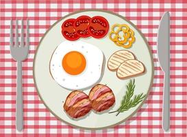 Top view of breakfast on the table vector