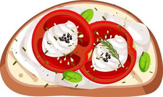 Top view of a bread with tomato topping vector